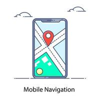 mobiler Navigationssymbol-Design-Kartenzeiger im Smartphone vektor