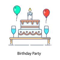 Partytorte mit einer Kerze darauf trendiges Design der Geburtstagstorte vektor