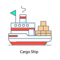 kartonger på fartygets ikon av lastfartyg i trendig platt stil vektor