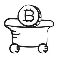 trendiges Design des Bitcoin-Mining-Wagensymbols vektor