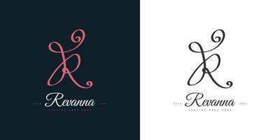 Elegantes und schönes Buchstaben-R-Logo-Design mit Handschriftstil. r Signaturlogo oder Symbol für Hochzeit, Mode, Schmuck, Boutique, botanische, florale oder geschäftliche Identität vektor