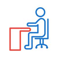 Sitter på Desk Icon Design vektor