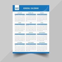 allgemeine und jährliche Kalendervorlage vektor