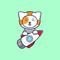 Süße Astronautenkatze reitet eine Rakete-Cartoon-Vektor-Icon-Illustration. flacher Cartoon-Stil vektor