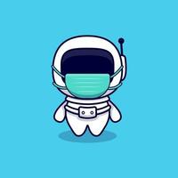 Süßer Astronaut mit Maske Cartoon Vektor Icon Illustration. flacher Cartoon-Stil