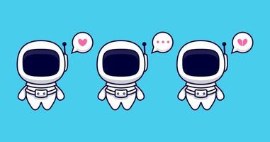 Süßer Astronaut mit unterschiedlichen Emotionen set Cartoon-Vektor-Icon-Illustration. flacher Cartoon-Stil vektor