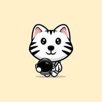 süße weiße Tiger-Maskottchen-Cartoon-Symbol. Kawaii-Maskottchen-Charakterillustration für Aufkleber, Poster, Animationen, Kinderbücher oder andere digitale und gedruckte Produkte vektor
