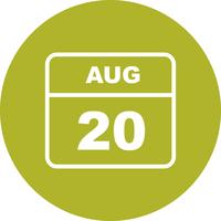 20 augusti Datum på en dagskalender vektor