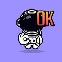 süßes Astronauten-Emoticon-Maskottchen-Design vektor