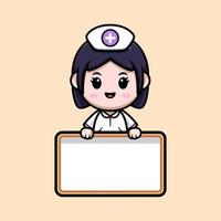 süße Krankenschwester Maskottchen Cartoon-Symbol. Kawaii-Maskottchen-Charakterillustration für Aufkleber, Poster, Animationen, Kinderbücher oder andere digitale und gedruckte Produkte vektor
