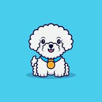 Süßer Bichon Frise hat eine Medaillen-Cartoon-Symbolillustration bekommen vektor