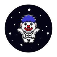 niedliche Clown-Maskottchen-Cartoon-Symbol. Kawaii-Maskottchen-Charakterillustration für Aufkleber, Poster, Animationen, Kinderbücher oder andere digitale und gedruckte Produkte vektor