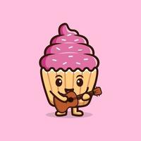 süßes Cupcake-Charakter-Cartoon-Maskottchen. Kawaii-Maskottchen-Charakterillustration für Aufkleber, Poster, Animationen, Kinderbücher oder andere digitale und gedruckte Produkte vektor