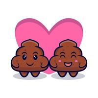 süßes Paar Poop verlieben sich in Cartoon-Vektor-Symbol-Illustration vektor