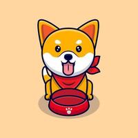 Süße Shiba Inu Hund hungrig Cartoon-Symbol Illustration vektor