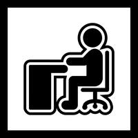 Sitter på Desk Icon Design vektor