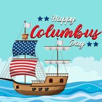 Happy Columbus Day Banner mit Flaggschiff vektor