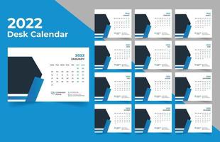 2022 Tischkalenderplaner .week beginnt am Montag. Vorlage für den Jahreskalender 2022 . vektor