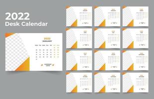 2022 Tischkalenderplaner .week beginnt am Montag. Vorlage für den Jahreskalender 2022 . vektor