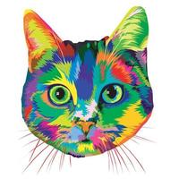 färgglad katt för utskrift på vit bakgrund vektor