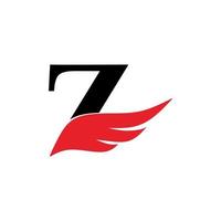 Anfangsbuchstabe Z Logo und Flügelsymbol. Flügel-Design-Element, Anfangsbuchstabe Z-Logo-Symbol, anfängliche Logo-Vorlage vektor