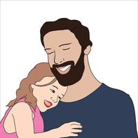 far och dotter digital illustration för fars dag. vektor