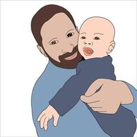 Vater und Sohn digitale Illustration für den Vatertag. vektor