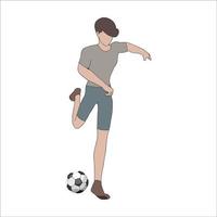 einfacher Cartoon von Männern, die Fußball spielen, illustriert auf weißem Hintergrund. vektor