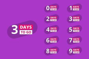 Anzahl der verbleibenden Tage des Countdowns vektor
