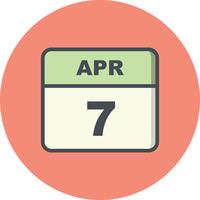 7. April Datum für einen Tagkalender vektor