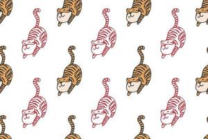 söt tiger seamless mönster tecknad vektor