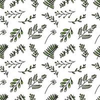 Handzeichnung nahtloses Muster botanische Grünblätter vektor