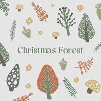 Set Sammlung von abstrakten handgezeichneten Weihnachtswald Clipart Vektordesign vektor