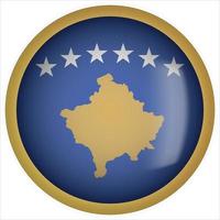 kosovo 3d rundad flagga knappikon med guldram vektor