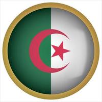 Algerien 3D abgerundetes Flaggensymbol mit goldenem Rahmen vektor