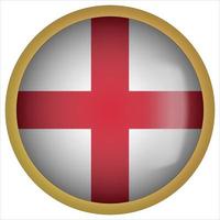 england 3d rundad flagga knappikon med guldram vektor