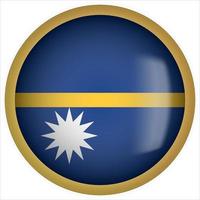 Nauru 3d abgerundetes Flaggensymbol mit goldenem Rahmen vektor