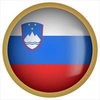 slovenien 3d rundad flagga knappikon med guldram vektor