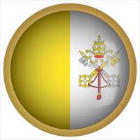 Vatikanstadt 3d abgerundetes Flaggensymbol mit goldenem Rahmen vektor