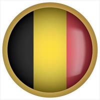 Belgien 3D abgerundetes Flaggensymbol mit goldenem Rahmen vektor