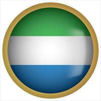 Sierra Leone 3D abgerundetes Flaggensymbol mit goldenem Rahmen vektor