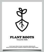 vektor växt och rot logotyp design