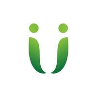 bokstaven u alfabetet naturliga gröna ikoner blad logotyp vektor