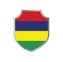 Mauritius flagga med metall sköld ram vektor