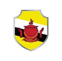 flagga brunei med metall sköld ram vektor