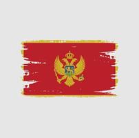 montenegros flagga med borste stil vektor
