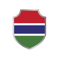 flagga Gambia med metall sköld ram vektor