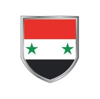 flagga av syrien med metall sköld ram vektor