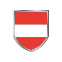 Österrikes flagga med metall sköld ram vektor