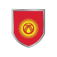 Kirgizistans flagga med metallsköldram vektor